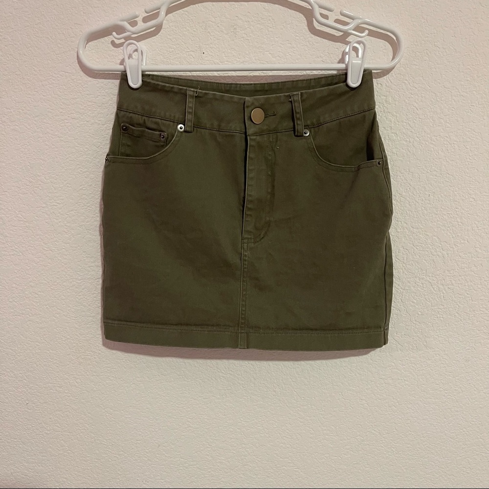 Olive green mini skirt